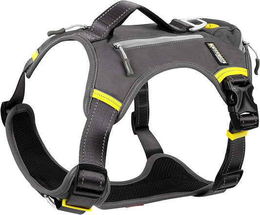 Fida Dog Harness, Multi-Functional No-Pull Pet Vest Harness with Saddle Bags Backpack, Front Leash Clip, Adjustable Soft Padded Reflective No-Choke Dog Vest Heavy Duty for Small Dog, S, Black