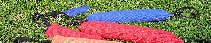 Dingo Gear French Linen tug Toy for Dog, Dog Bumper for Training, Agility, tug of war, Dog bite Pillow for Strong Dog, 1handle 18" Orange S00084