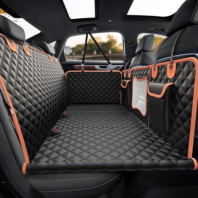 Back Seat Extender for Dogs,Dog Car Seat Cover for Back Seat with Hard Bottom Holds 450 lbs Dog Hammock for Car,100% Waterproof for Car/SUV/Small Truck