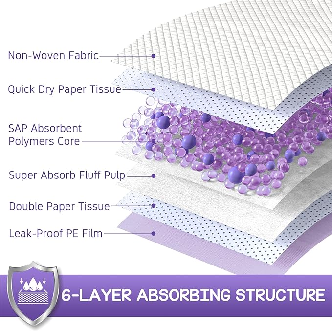 CROCI Cat Pads 16.9 x 11.4 in, Litter Pads for Tidy Cats Breeze Litter System, Pet Pads for Cats Super Absorbent up to 15 Cups, Cat Pads for Breeze System Leak-Proof, Lavender Scented(50 Counts)