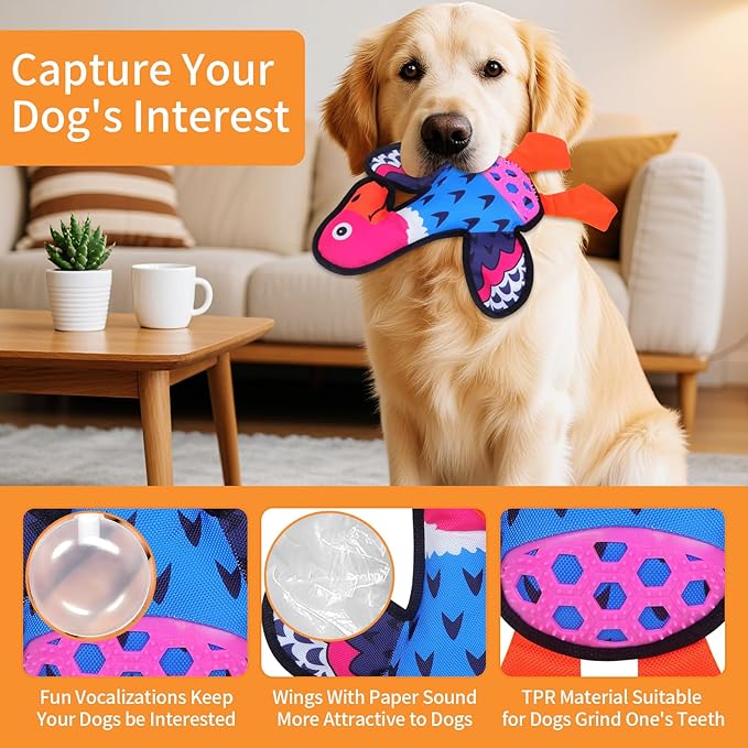 Squeaky Dog Toys,Crinkle Dog Toy,Colorful Absurd Duck Dog Toys,Interactive Dog Toy,Fun for Indoor Puppies,Chewing and Play(Blue)