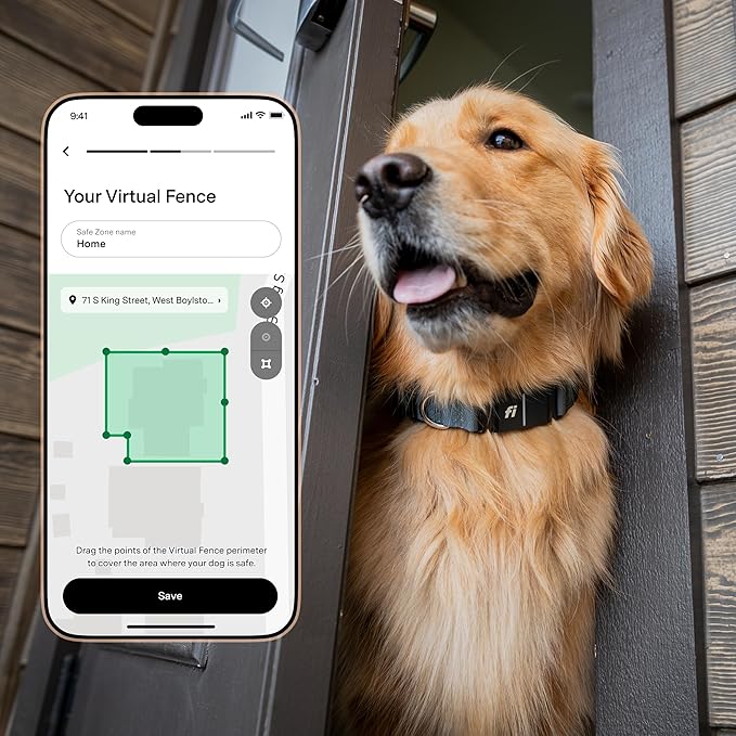 New Fi Series 3+ Smart Dog Tracker Collar – AI GPS for Dogs, Health & Behavior Monitor, Virtual Fence, Escape Alerts, Waterproof, Apple Watch Compatible [12Mo Membership Included] (Pink, Medium)