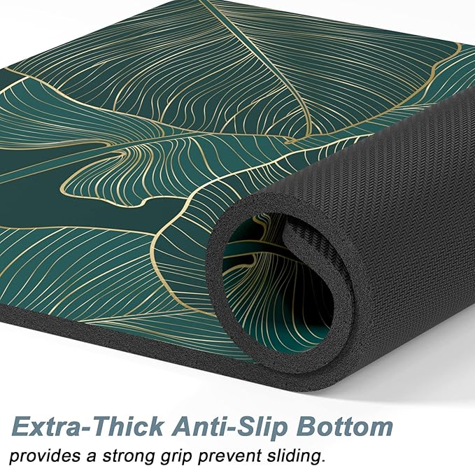 Rnivvi Dog Food Mat, 12" x 19" Flower Absorbent Dog Cat Bowl Mat for Food and Water, 3MM Anti-Slip Rubber Pet Feeding Rug Protect Floors, Puppy Placemat for Feeding & Watering Supplies, Tropical