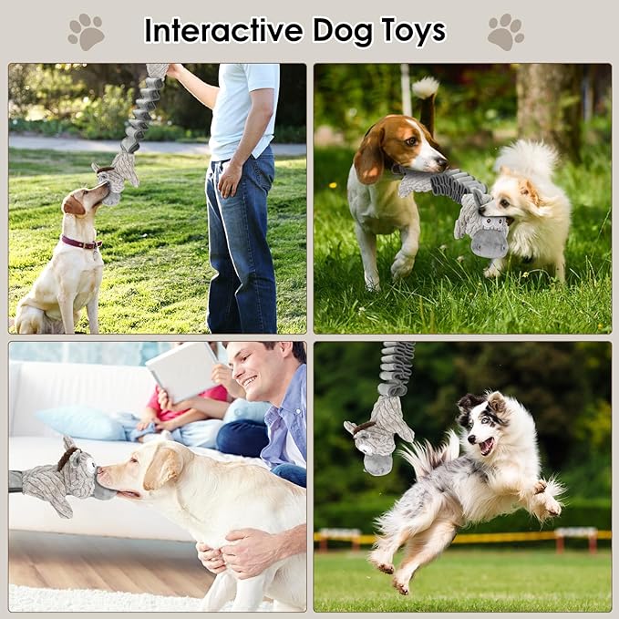 Large Squeaky Plush Dog Toys, Interactive Puppy Toys for Tug of War, Tough Pet Toys for Dogs, Dog Chew Toy for Small, Medium, and Large Dogs