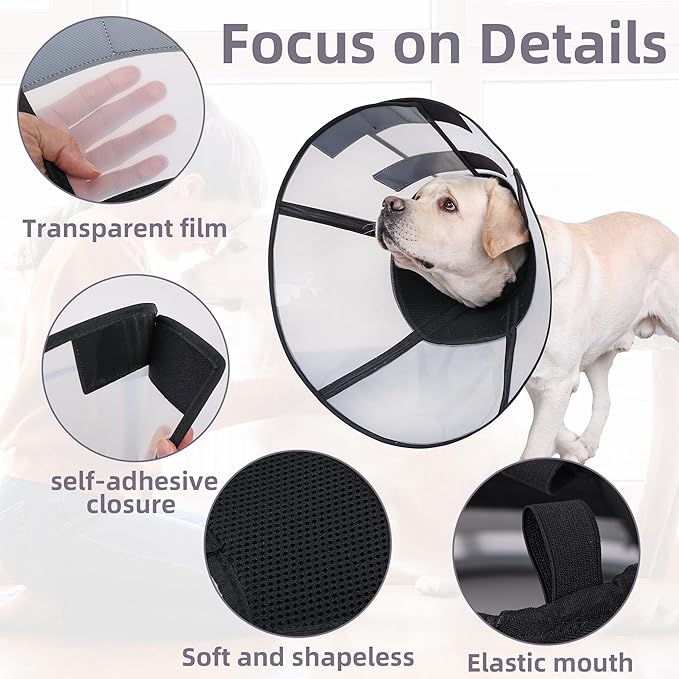 DogLemi Dog Cone Collar, Soft Dog Cone for Dogs After Surgery, Adjustable and Comfortable Elizabeth Collar, Used for Wound Care, Sterilization, Suitable for Medium to Large Dogs (L)