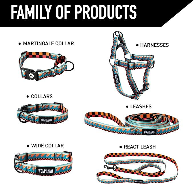 Wolfgang Heavy Duty Adjustable Dog Harness, Pull-Tested to Over 800 lbs for Walking & Training, BuenaOnda Print, Small