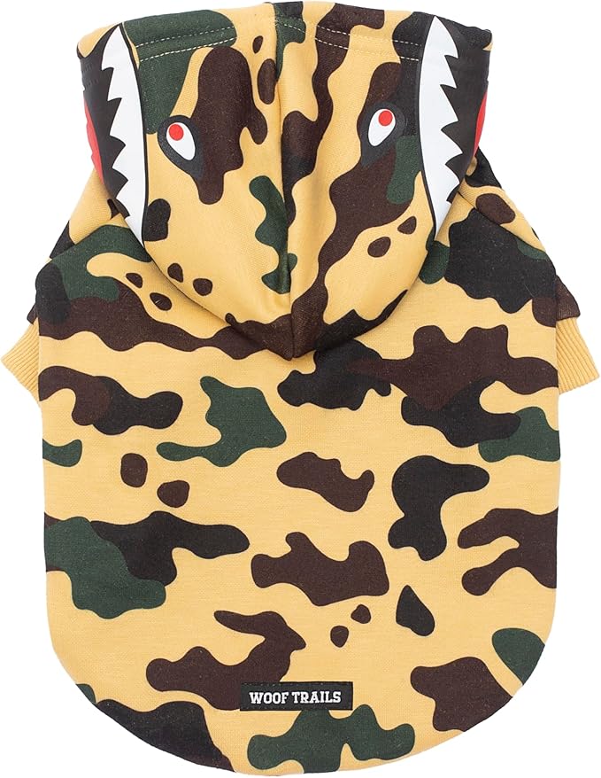 Camo Dog Hoodie Dog Clothes Extra Warm Fleece Lining Stretchy Fit for Small Medium Large Dogs ((Yellow, X-Large))