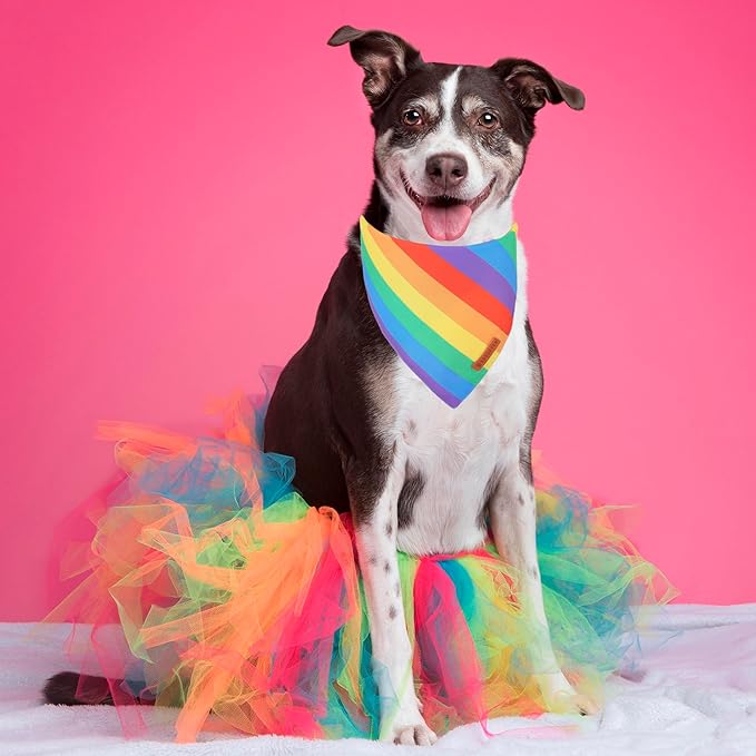 ADOGGYGO Rainbow Dog Bandana, Multi Size Offered, Rainbow Bandanas for Large and Extra Large Dogs Pets (X-Large)