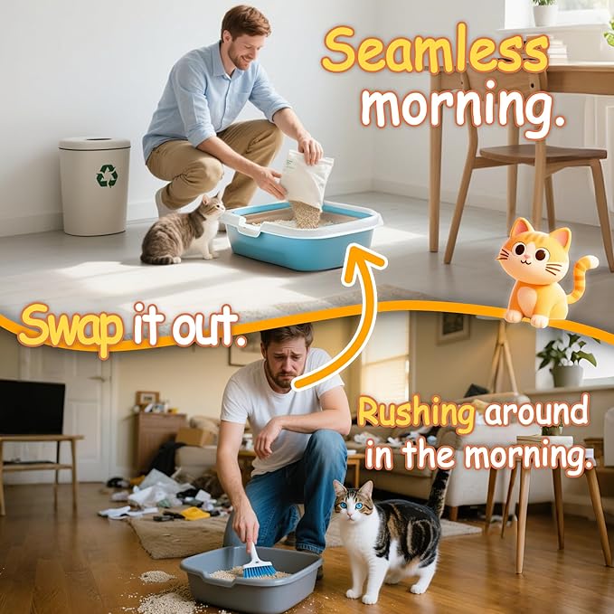 Disposable Litter Boxes for Cats Leak-Proof: 6-Pack Odor Control Sustainable Large Kitty Tray for Travel/Indoor Use