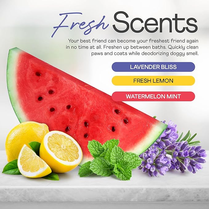 Himmy Large Pet Wipes for Dogs and Cats - 12" x 18" Bath Wipes for Cleaning, Deodorizing, Conditioning, Anti-Itch Grooming, Wet Dog Wipes for Paws, Butt, Ear, Eye, Face, Whole Body Watermelon