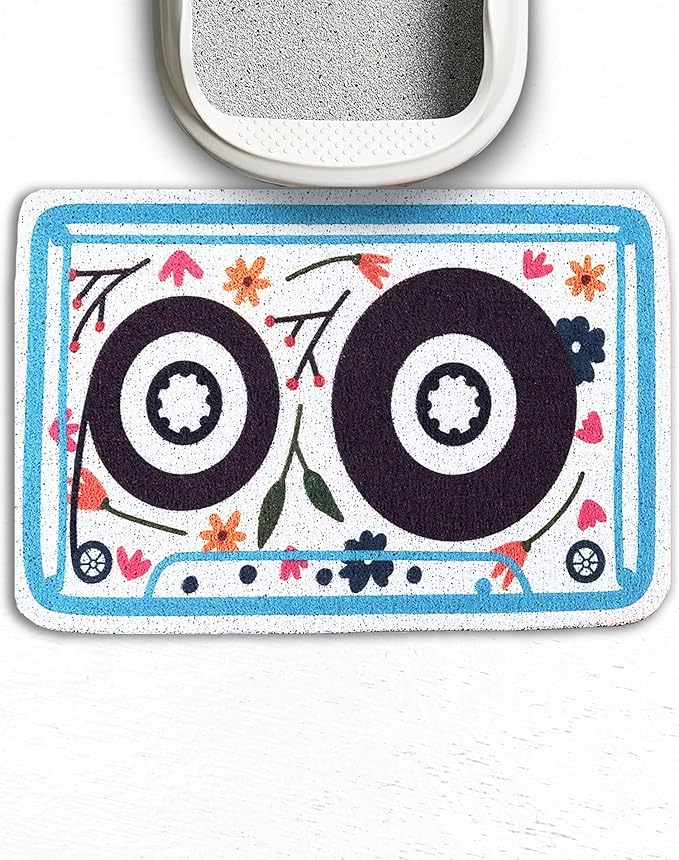 Lukamoo® Cute Cat Litter Mat (30‘’x20’’), Large/L, for Kitty Litter & Cute Cat Litter Box, Litter Trapping Mat (Large (30'' x 20''), Cassette)