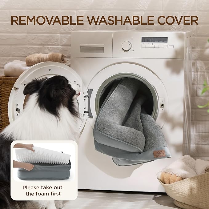 Bedsure Self Warming Orthopedic Dogs Bed for Small Dogs - Washable Small Dog Bed Waterproof, Comfort Pet Couch with Removable Cover, Supportive Foam Pets Sofa with Nonskid Bottom, Grey