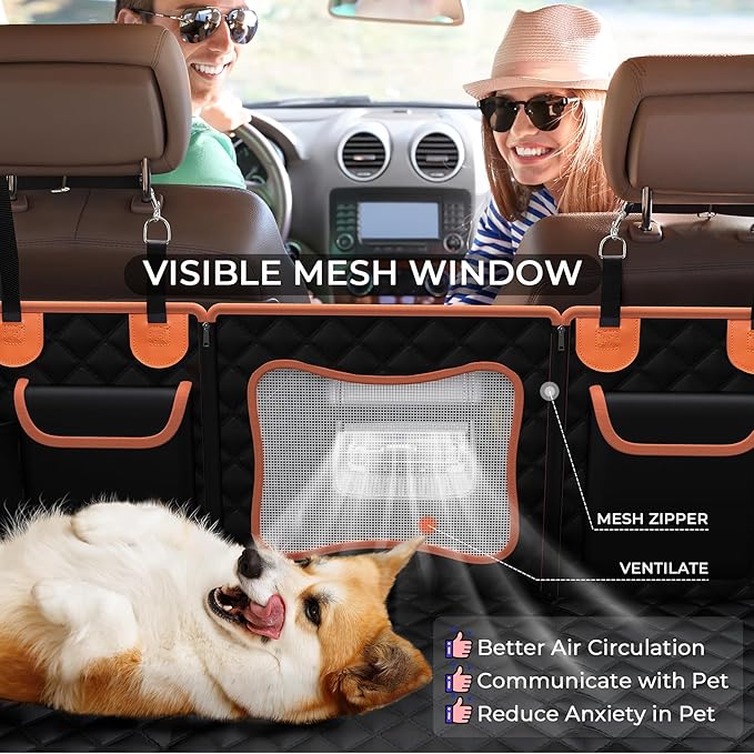 Back Seat Extender for Dogs,Dog Car Seat Cover for Back Seat with Hard Bottom Holds 450 lbs Dog Hammock for Car,100% Waterproof for Car/SUV/Small Truck