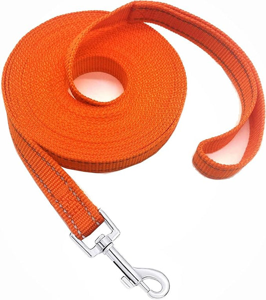 Nylon Training Dog Leash for Small Medium Dogs, 15ft 20ft 30ft 50ft 100ft Reflective Long Leash Dog/Puppy Lead for Obedience Recall Training, Camping