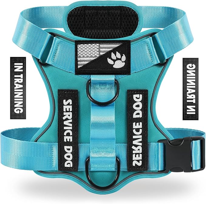 Demigreat Service Dog Harness, Reflective Dog Vest Harness with 5 PCS Patches, Adjustable Soft Oxford Pet Harness, Inner Layer Mesh, Easy to Control for Small Medium Large Dogs