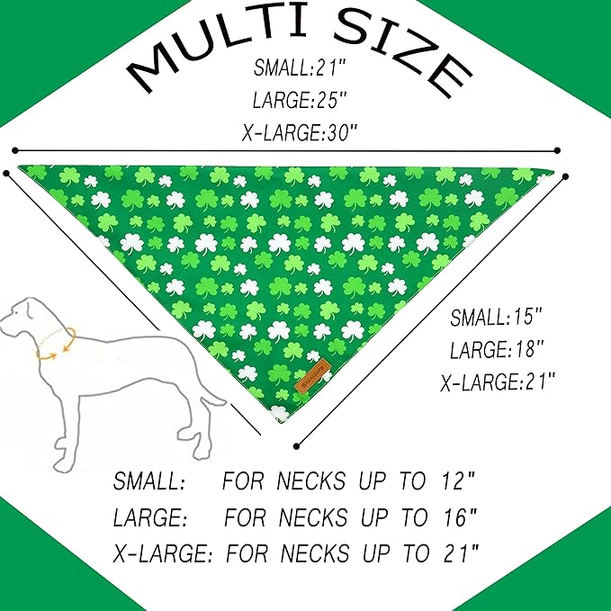 Realeaf St. Patrick's Day Dog Bandanas 2 Pack, Triangle Reversible Pet Scarf for Boys and Girls, Premium Durable Fabric, Holiday Bandana for Small and Medium Dogs (Small)