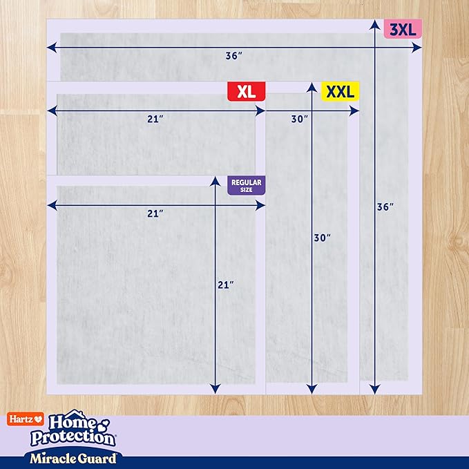 New! Hartz Home Protection Miracle Guard Lavender Scented Dog Pads, XXL Size 20 Count, 24 Hour Use, Won't Leak and Odor Eliminating