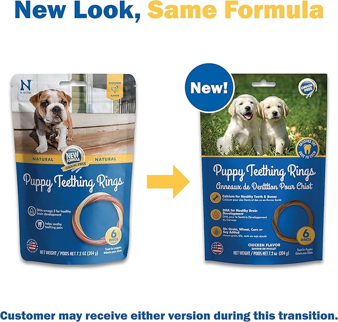 N-Bone Puppy Teething Rings, Grain-Free Chicken Flavor, 6 ct