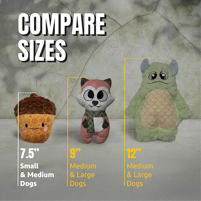 Bite Force -Durable & Strong Dog Toy Cheeky Acorn with Squeaker, Kevlar-Reinforced for Aggressive Chewers for Small Medium Large Dogs - Brown.