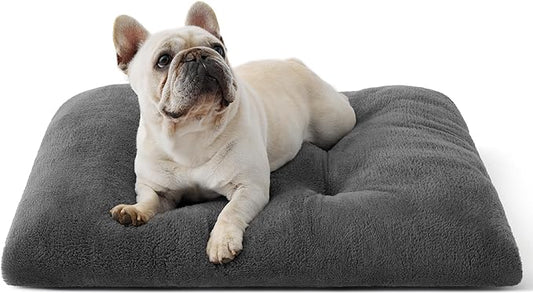 Bedsure Washable Dog Bed Medium Size Dog, Comfort Fluffy Plush Pillow Bed Crate Pad, Non-Slip and Machine Washable Kennel Pet Sleeping Mat, 29"x21", Dark Gray