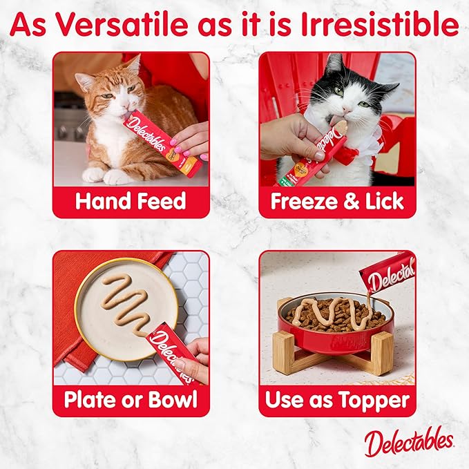 New! Delectables Squeeze Up Variety Pack, Creamy Squeezable Puree, Lickable Wet Cat Treats, Grain-Free, No Added Fillers, 0.5 Ounces Tube, 40 Tubes Total
