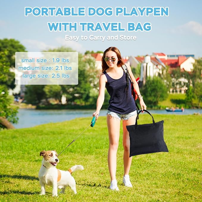 Portable Pet Playpen Cat Cages Indoor， 35.4" L x 27.6" W x 23.6" H Collapsible Dog Crates Made of 600D Oxford Material Tent Kennel Playpen for Dogs Cat and Rabbit Travel Dog Playpen Indoor (L, Blue)