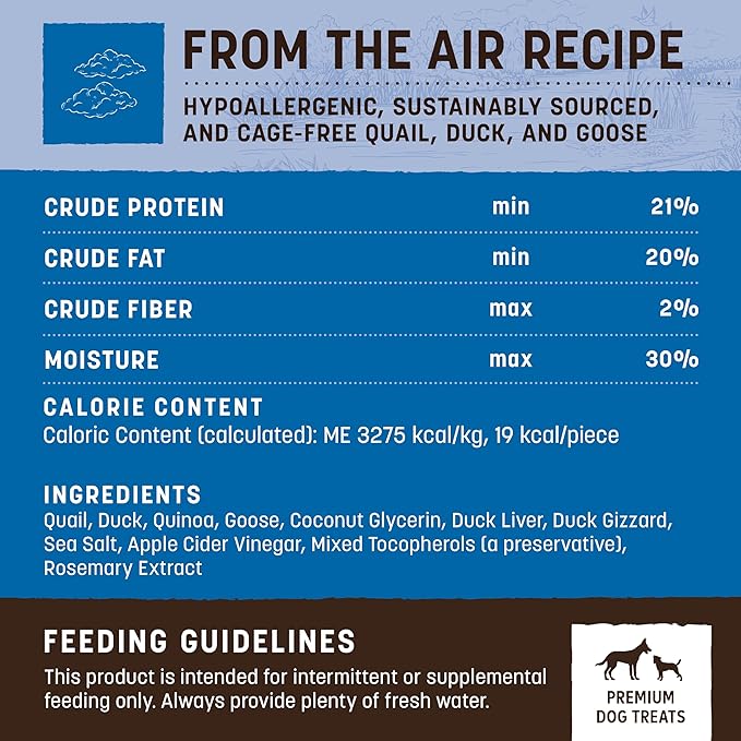 Earth Animal Wisdom Air-Dried from The Air Recipe Premium Natural Jerky Strips Dog Treats, 4 oz. Bag