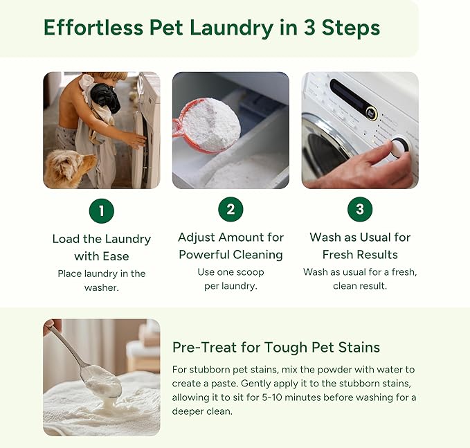 Good Natured Brand | Pet Stain & Odor Remover for Laundry | Pet Laundry Detergent for Dogs Beds, Cat Pee, Smell, Dog Drool | Hypoallergenic & Non-Toxic | Peppermint | 47oz 94 Loads