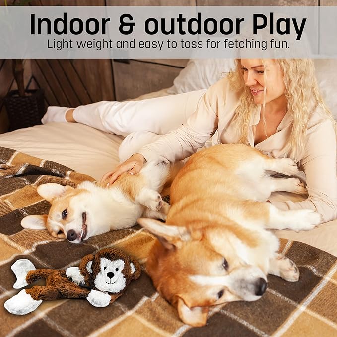 FGA MARKETPLACE Monkey-Grey Rabbit Flat NO Stuffing NO Squeak Plush Dog Toy, Funny Style Will Entertain Your Pet for Hours, Recommended for Small and Medium Dog 21 INCH Long