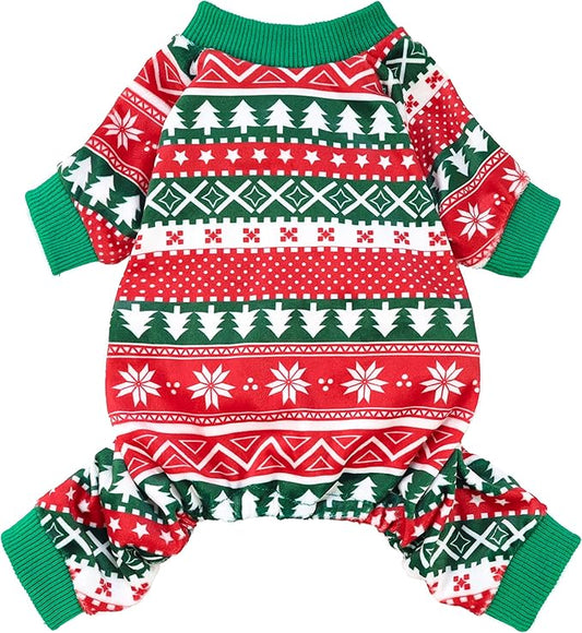 Fitwarm Dog Christmas Outfit, Dog Pajamas, Dog Winter Clothes for Small Dogs Boy Girl, Pet Ugly Sweater, Cat Costume, Red Green, Large