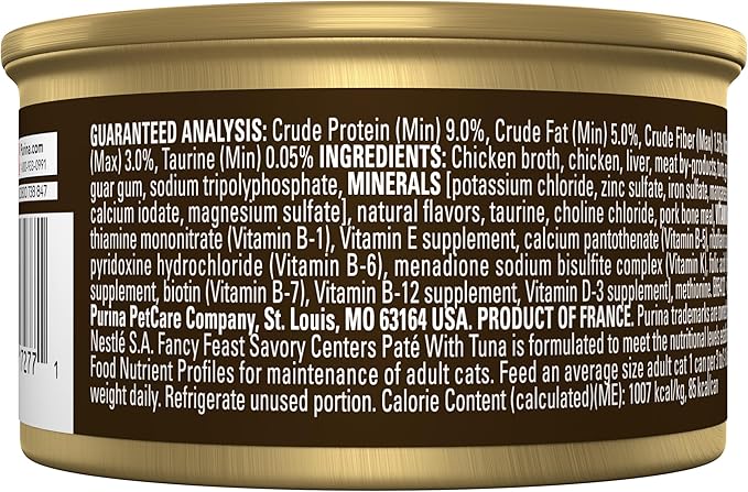 Purina Fancy Feast Savory Centers With Tuna Wet Cat Food Pate with Gourmet Gravy Center - (Pack of 24) 3 oz. Cans