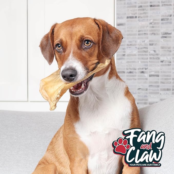 Fang & Claw 100 Count Water Buffalo Ears for Dogs – 100% Natural, Single-Ingredient, Long-Lasting Rawhide Alternative, Grain-Free