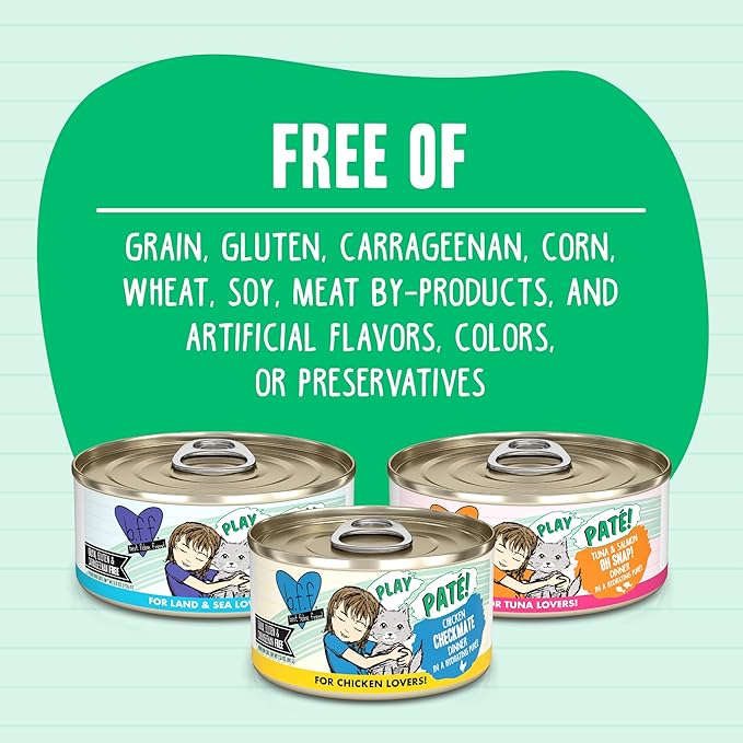 Weruva B.F.F. Play - Best Feline Friend Paté Lovers, Aw Yeah!, Duck & Tuna Trickster with Duck & Tuna, 5.5oz Can (Pack of 8)