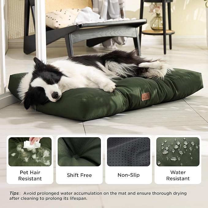 Bedsure Dog Beds Large Sized Dogs - Washable Pet Bed Mattress with Oxford Fabric, Pet Pillow Cushion for Crate, Grey Dog Mat Outdoor, 36x27x4, Lentil Sprout