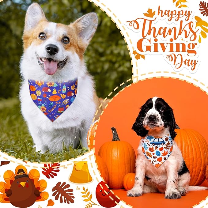 Newwiee 100 Pcs Thanksgiving Dog Bandanas Bulk for Large Dogs Fall Pumpkin Maple Leaf Triangle Bandanas Bibs Adjustable Pet Scarf Holiday Soft Breathable Thanksgiving Day Scarf Accessories for Puppy