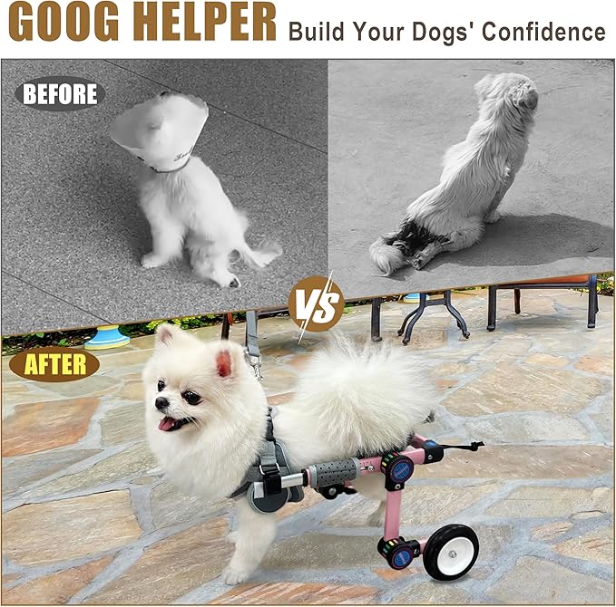 Adjustable Dog Wheelchair for Back Legs Mobility Support Lightweight Pet Wheelchair for Disabled Hind Legs Walking Stable Dog Cart for Pets