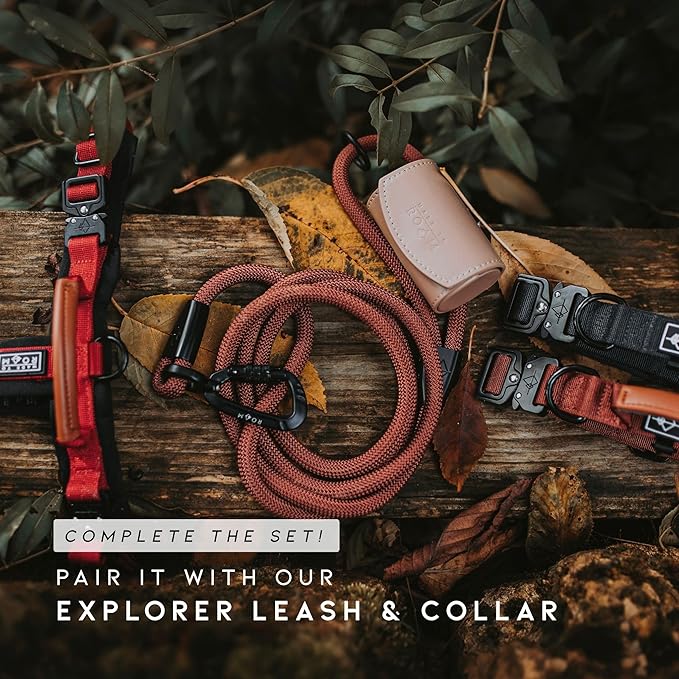 MADE TO ROAM Premium Explorer Harness - Y-Shaped Dog Harness with Adjustable Durable Nylon, Soft Padding, Metal Buckles and Leather Handle for Small, Medium, Large Dogs (Alaska Daybreak, Size 1)