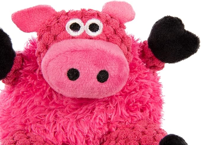 goDog Checkers Just for Me Sitting Pig Squeaky Plush Dog Toy, Chew Guard Technology - Pink, Mini