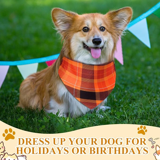 72 Pcs Plaid Dog Bandanas Bulk Triangle Scarf Cat Bibs Puppy Scarf Stripe Bandanas for Puppy Cat Birthday Party Costume