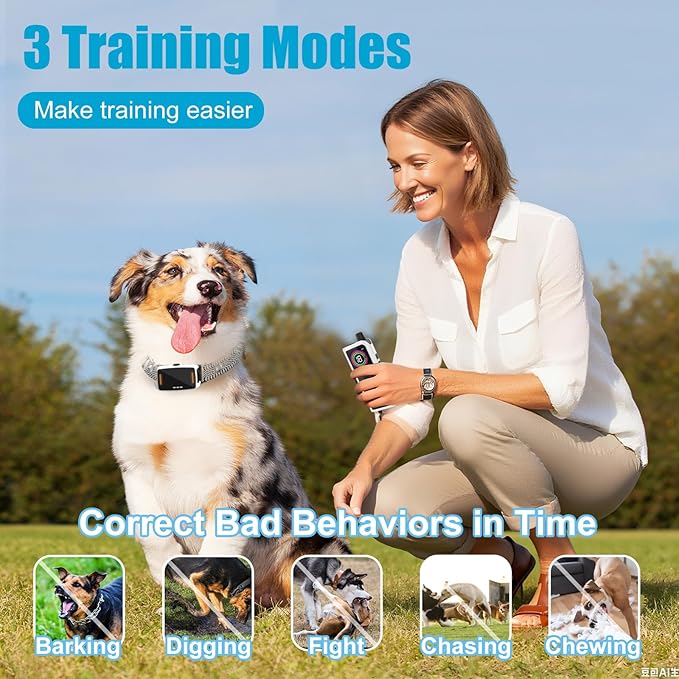 Dog Training Collar with Remote Control 4218 FT 3 Training Modes (Beep, Vibration, Safe Static) IPX7 Waterproof Rechargeable E-Collar for Small Medium Large Dogs 10-120lbs