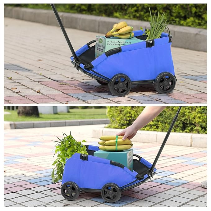 Dog Stroller 4 Wheels Folding Dog Cart Pet Stroller for Travelling Shopping Walking Playing for Small Dogs Cats (Blue)