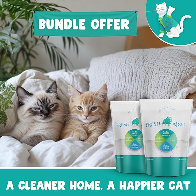 Silica Crystal Cat Litter, 6 lb | Unscented, Lightweight, Non Clumping Cat Litter | Low Dust & Tracking, Long-Lasting Odor Control Crystal Kitty Litter for Cats and Kittens (Pack of 2)