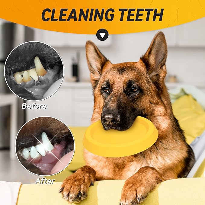 Dog Discs Toy, Durable Flying Discs for Throwing Catching, Durable for Aggressive Chewers, Water Floating Dog Toys, Swimming Training, Medium Large Breeds, Yellow