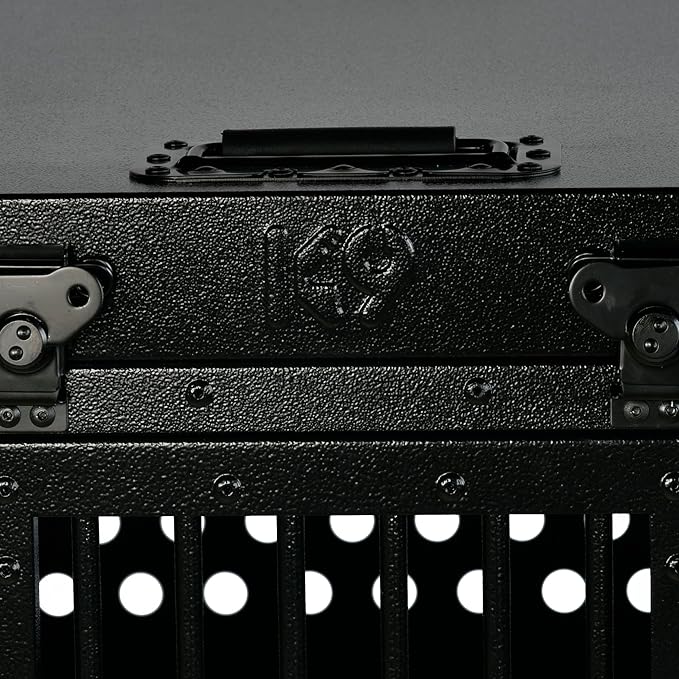 Heavy Duty Fully Collapsible Powder-Coated Aluminum Dog Crate - Medium-Long (Black)