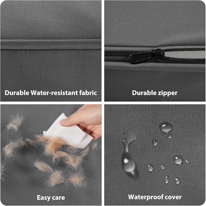 BFPETHOME Outdoor Dog Bed - Waterproof, Orthopedic, Removable Cover, Egg Crate Foam (54 x 36 in, Deep Grey) for Medium, Large, Extra Large Dogs