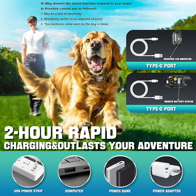 Dog Shock Collar with Remote - [2025 Newly Upgraded] Dog Training Collar for Small Medium Large Dogs, Rechargeable E Collars for Dogs Training, Waterproof Electric Collar with Shock-Lock
