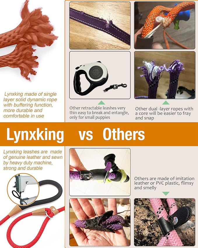 lynxking Slip Lead Dog Leash 6 FT x 1/2 inches Strong Heavy Duty Dog Rope Leash Braided Comfortable Handle for Small Medium Large Dogs