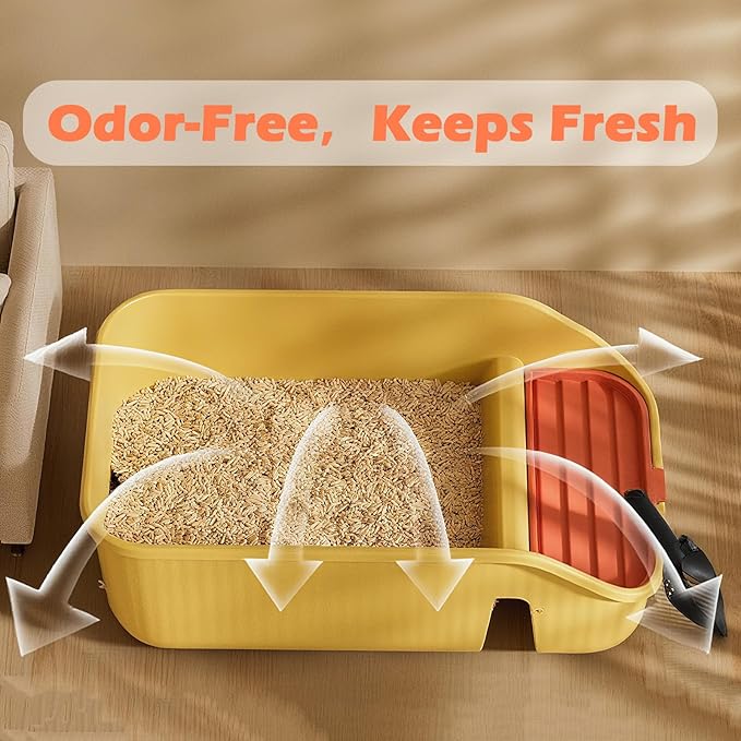 Extra Large Cat Litter Box with High Sides,Anti-Splashing Cat Litter Pan,Jumbo XL Kitty Litter Box with Anti-Leakage Top Low Entry for Indoor Big Cats,Multi-Cats & Senior Cats (White)