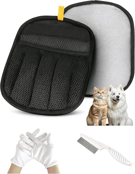 2 Packs Pet Hair Removal Glove,boundle with Anti-Sweat Gloves, Washable Pet Hair Tool for Furniture and Laundry