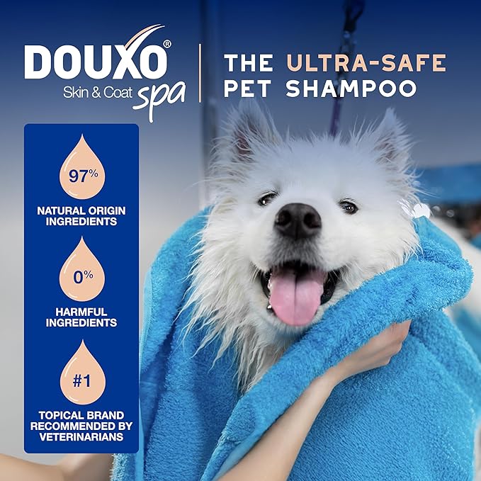 DOUXO® Skin & Coat SPA - Ultra-Safe Dog Shed Control Shampoo, 16 fl oz, Reduces Excessive Shedding, Cleans and Hydrates The Skin, Leaves The Coat Soft, Strengthened and Radiant, Skin-Friendly Formula